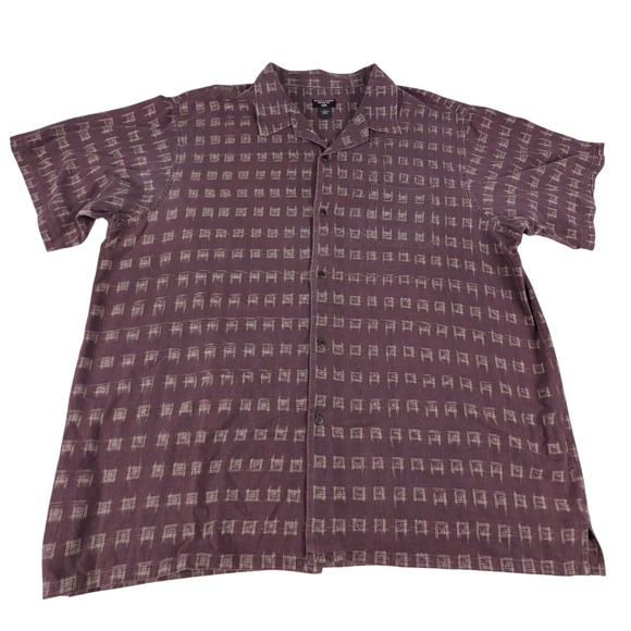 Ralph Lauren Jeans Co. Other - Ralph Lauren Jeans Co Mens XXL Burgundy Geometric Grid Cotton Short Sleeve Shirt